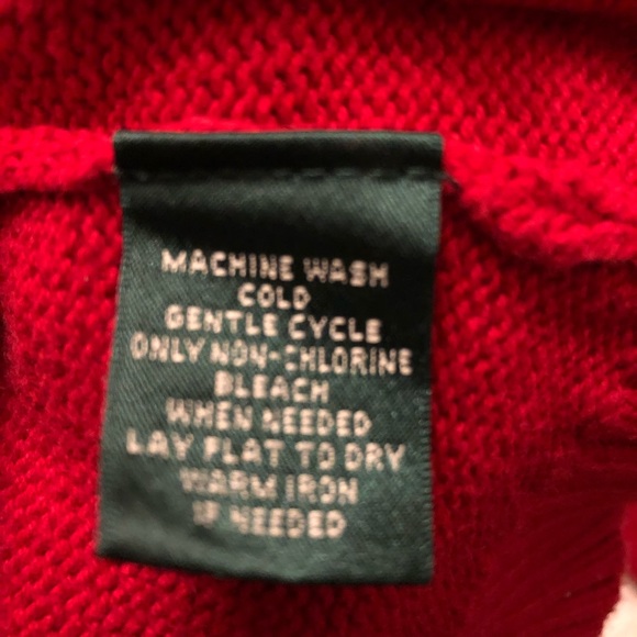 Ralph Lauren 1/4 Zip Red sweater, with embroidered Crest. Sz Medium Men (Unisex) - Picture 6 of 6